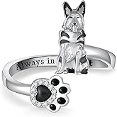 Feijiesi Pug/Yorkie/German Shepherd/Corgi/Maltese/Border Collie/Schnauzer/Golden Retriever/Dachshund Ring 925 Sterling Silver Cute Dog Rings for Women Dog Jewelry Gifts for Women Dog Lover