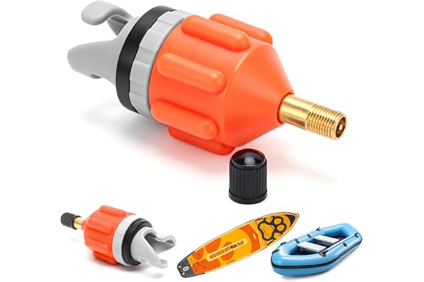 SUP Pump Adapter, Inflatable Boat Air Valve Adapter for Standard Schrader Tire Pump, Convert Halkey-Roberts Valve to Conventi