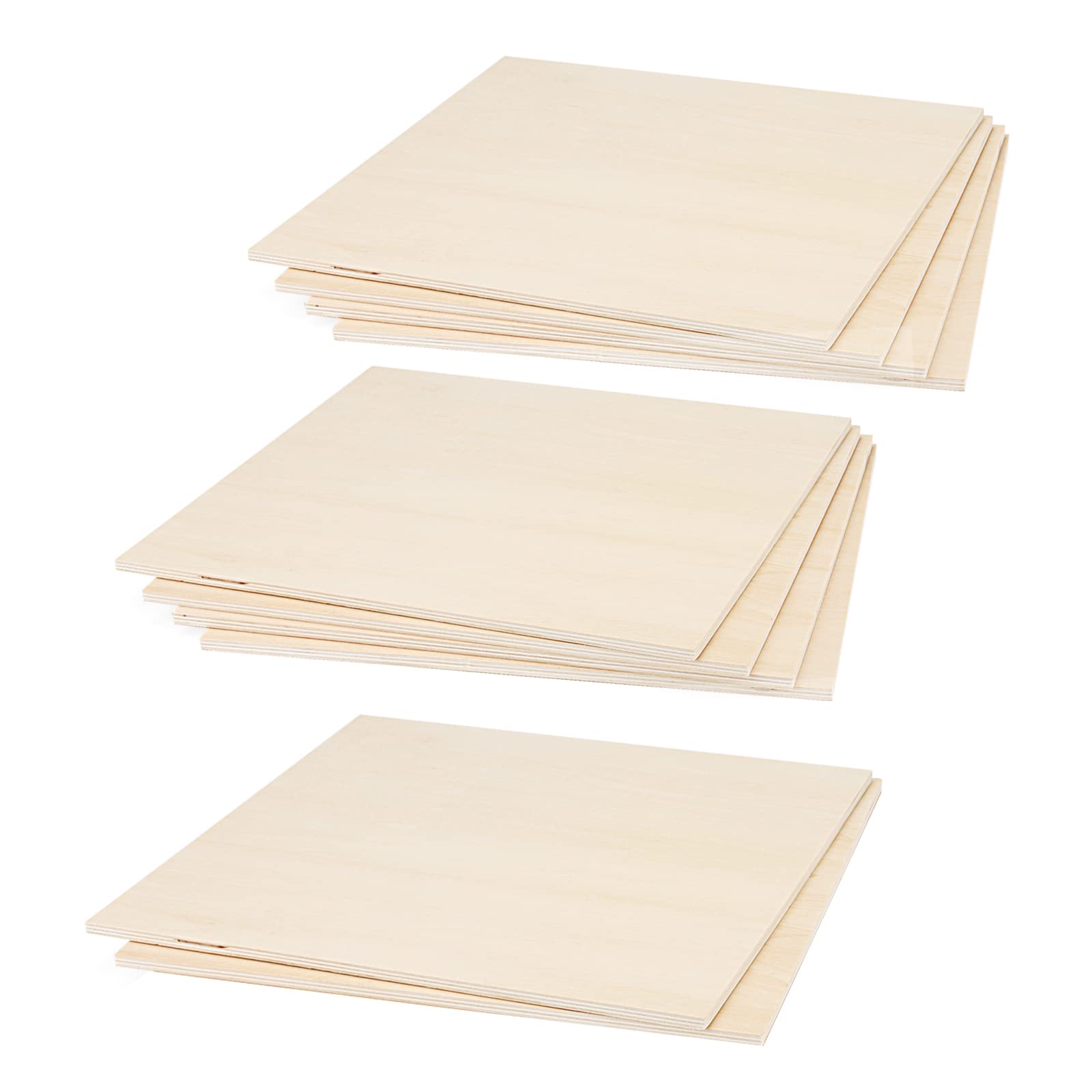 Japchet 10 Sheets 300 x 300 x 6mm Basswood Plywood, 1/4 x 12 Inch Square Wood Boards Unfinished for Crafts, DIY Models, Painting, Engraving, Pyrography