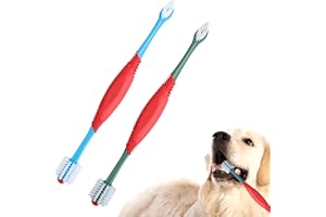 STSAIL 2PCS Dog Toothbrush 360 Degree Dog Tooth Brush, Dual Head Dog Tooth Brushing Kit Non Slip Toothbrush for Dogs and Cat Teeth Clean Pet Toothbrush Dental Care