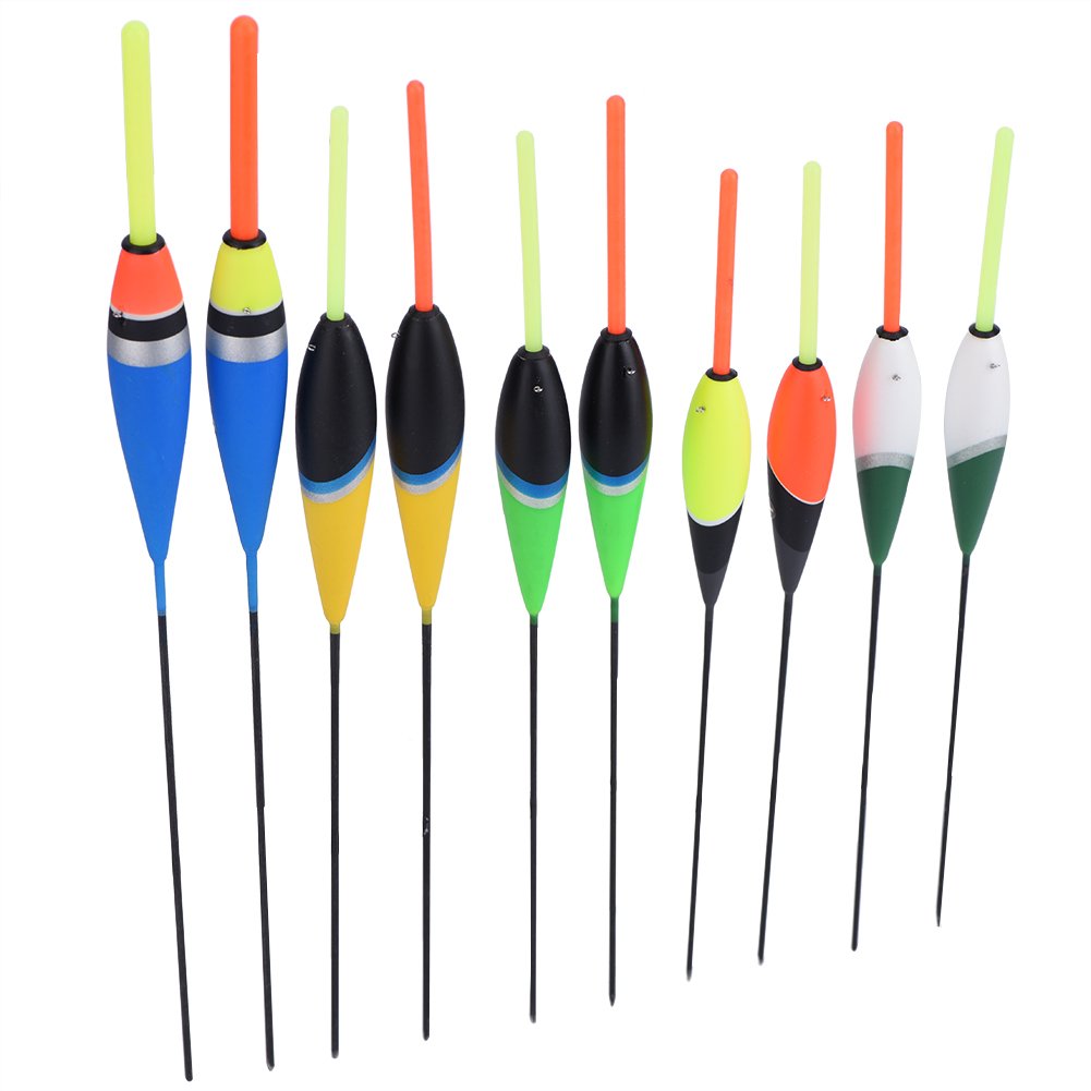 DEWIN Colorful Fishing Floats, 10pcs Bobbers for Saltwater & Freshwater, Including Light to Heavy Floats & 4 Colors