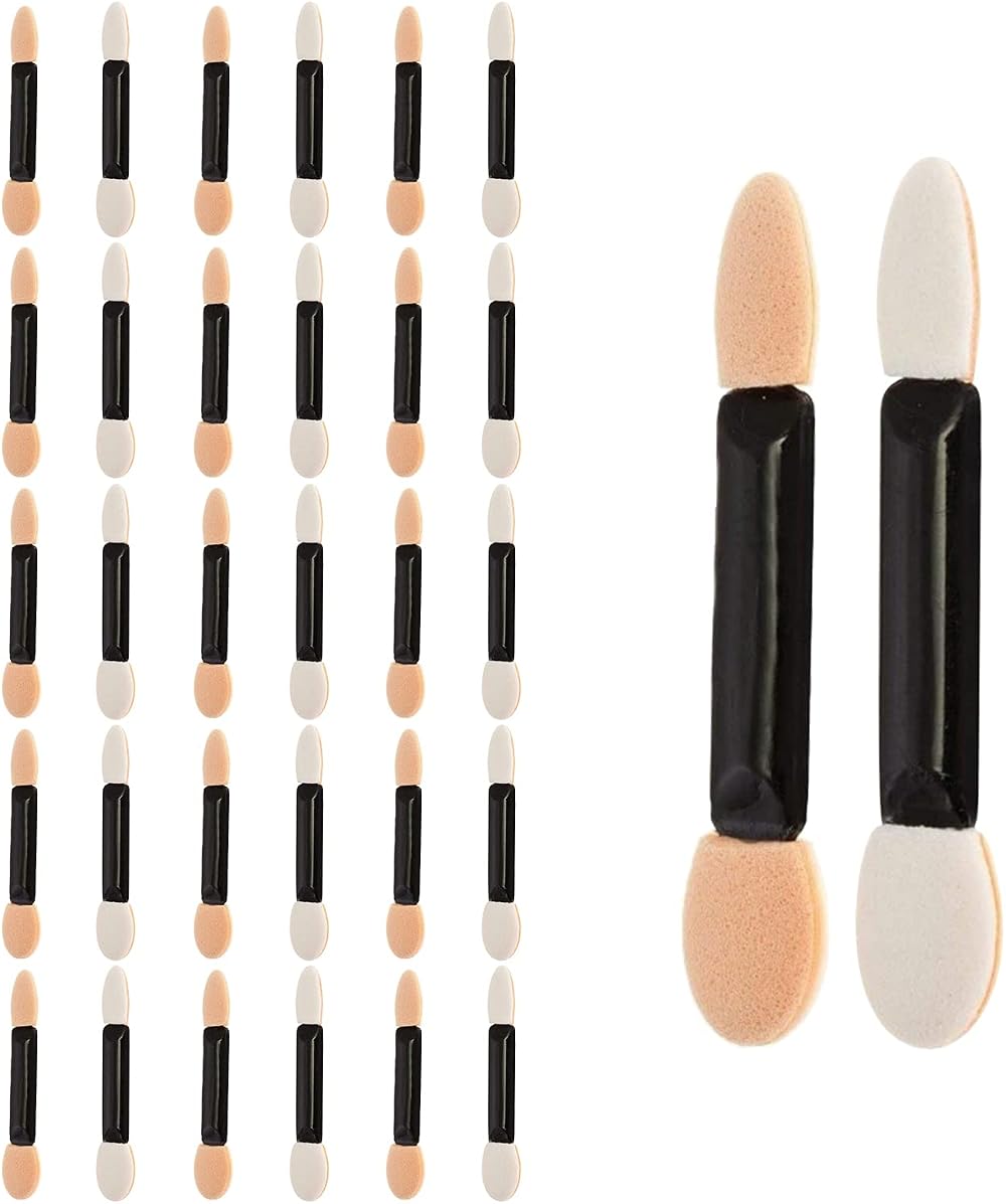 Gunwon 30pcs Dual Sided Oval Sponge Eyeshadow Applicator Brush Disposable