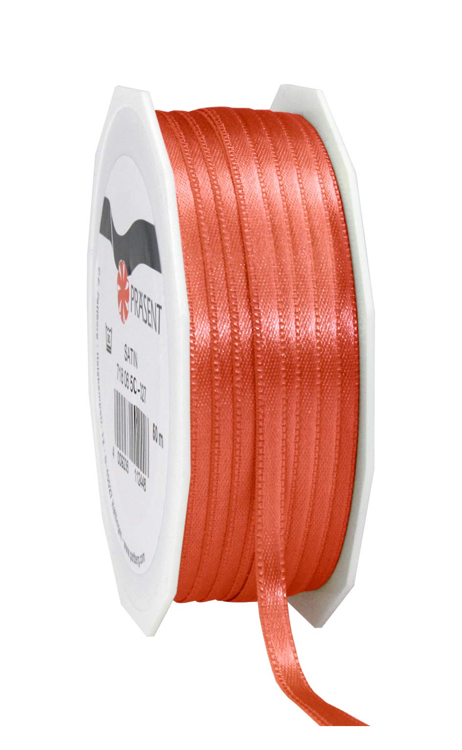 Präsent - Satin Ribbon Living Coral 6 mm width, 50 m length