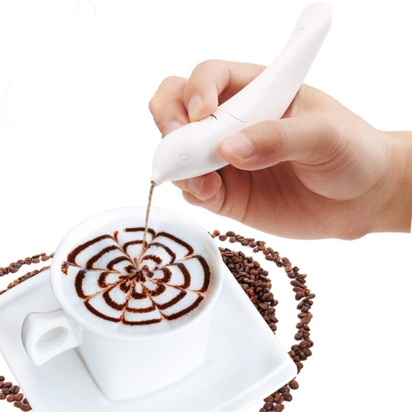 Agatige Coffee Art Pen Electric, Cocoa Latte Pen Coffee Spice Pen Cake Decorating Coffee Carving Pen for Coffee Grounds, Cocoa Powder, Ground Sugar