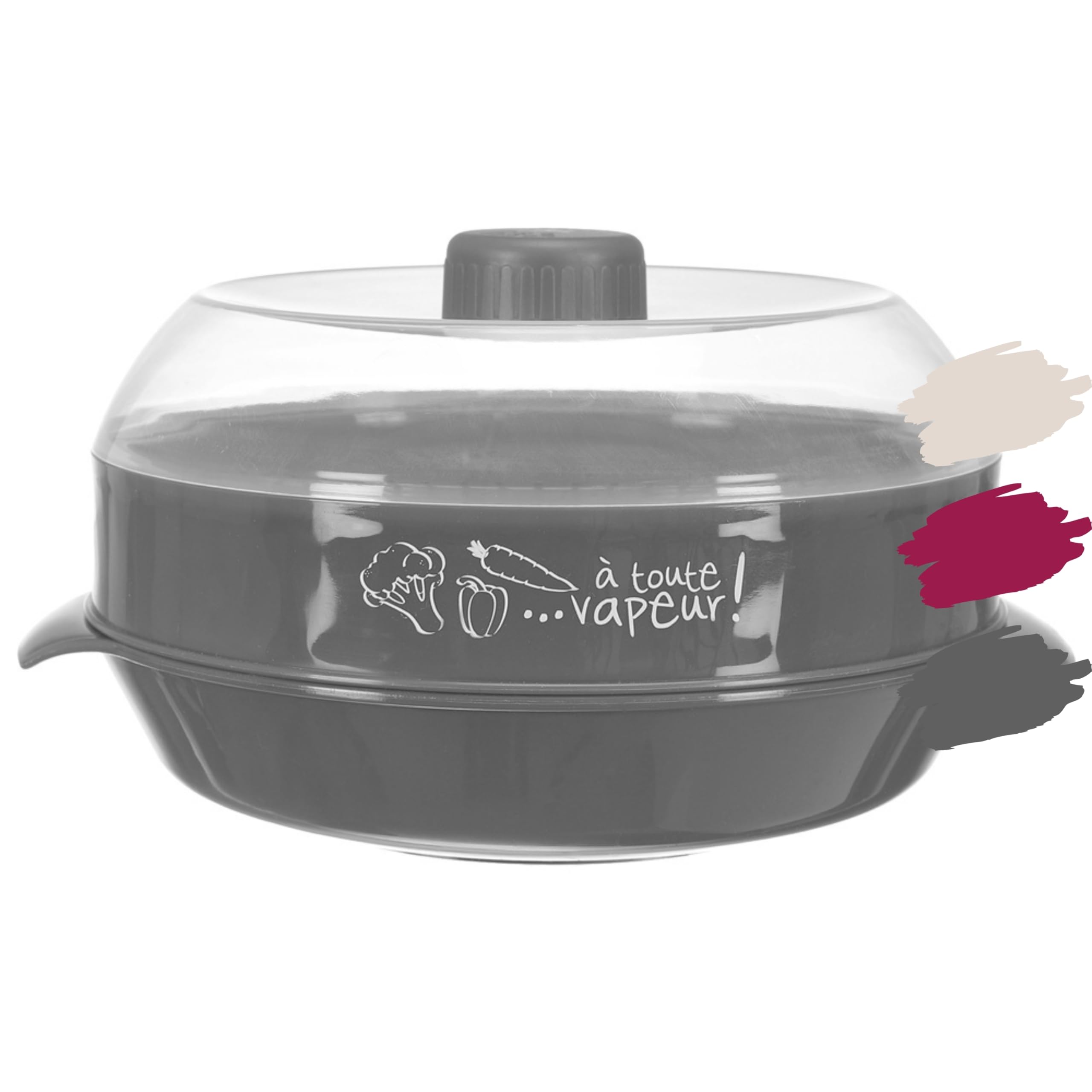 Microwave Steamer Quick Steam Cooking - Healthy and Easy Cooking - Suitable for Vegetables, Fish and Meat - Airtight Lid - Grey Color.