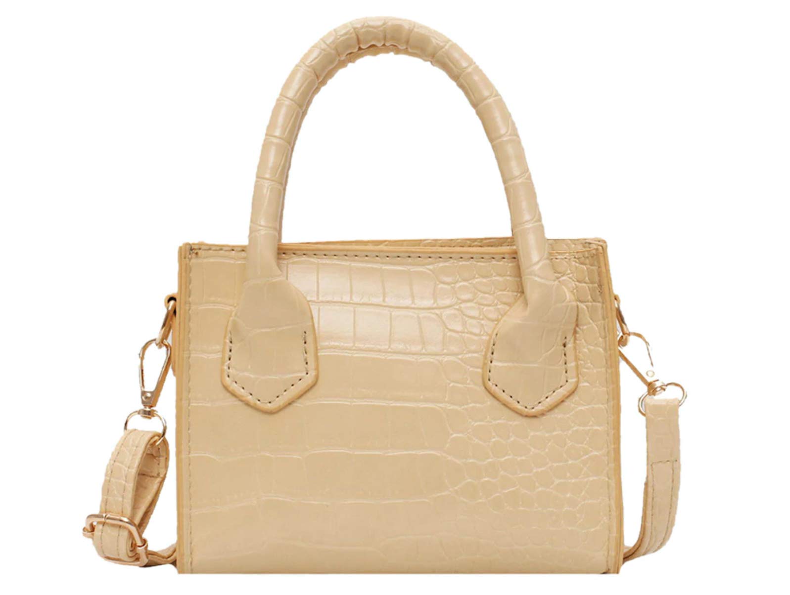 Small Women's Crocodile Mini Bag with Adjustable Crossbody Strap (Yellow)