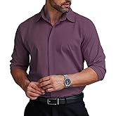 COOFANDY Men's Formal Dress Shirt Hidden Button Front Wrinkle Free Shirt Regular Fit Stretch Business Casual Shirts
