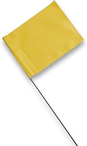 Marking Flags - 4 x 5-Inch Flag on 15-Inch Steel Wire - Fluorescent Yellow, 100 Pack - Marker Flags for Irrigation, Sprinkler Flags, Lawn Flags, Yard Flags, Garden Flags, Dog Training, Invisible Fence