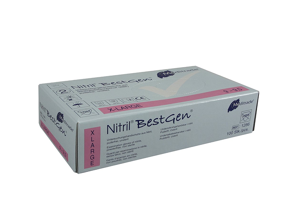 Meditrade 1286XL BestGen nitrile gloves (pack of 100), XL (9-9.5/UK 8.5)
