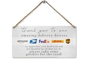 Mtrgdn Thank My Driver,Delivery Driver Snack Sign Wood Wall Decor,Package Delivery Sign Wall Hanging for Front Door Outdoor Package Delivery Boxes Mail Box Office 6x12 Inch