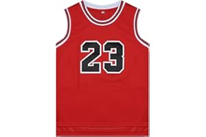 LUPSTY Youth Basketball Jerseys #23 Classic Retro Hip Hop Basketball Sleeveless Sweatshirt Kids Gift Black/Red XS-XL (Red, S)