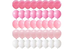 Pink and White Balloons, Pack of 60PCS Dusty Light Pastel Pink White Bow Balloon, Baby Pink Latex Balloon for Girls Women Kit