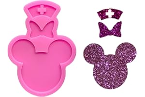 Guratapa Shiny Glossy Mouse Head Bow Nurse Hat Doctor Theme Shape Silicone Molds for DIY Craft Keychain Clay Mold Pendant Resin Crafting Making Cake Decoration Fondant Mould