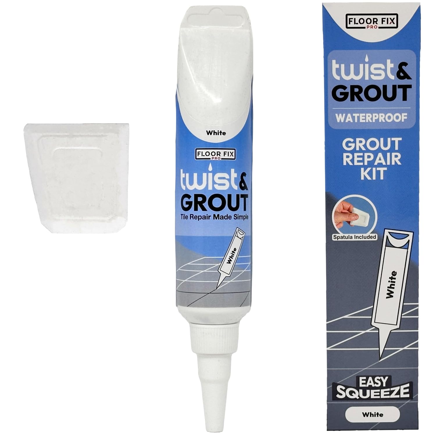 Twist & Grout Repair Kit From Floor-Fix Pro - Premixed & Waterproof Fast Drying White Reviver - Bathroom, Shower, Kitchen (White)