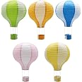thumbnail image 2 of Famgee 12" Hot Air Balloon Paper Lanterns – 6 Piece Set – Multicolor Striped – Party Decor 2 of 5