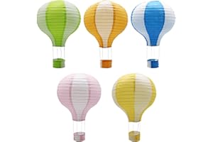 ADLKGG Hanging Hot Air Balloon Paper Lanterns Set Party Decoration Birthday Wedding Christmas Party Decor Gift, 12 inch, Pack of 5 Pieces