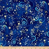 Kanvas Dance Of The Dragonfly Metallic Swirling Sky Midnight Blue Fabric By The Yard