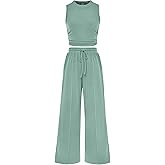 BTFBM Summer Outfits For Women 2026 Cropped Sleeveless Tank Tops Wide Leg Pants 2 Piece Sets Beach Lounge Set Clothing