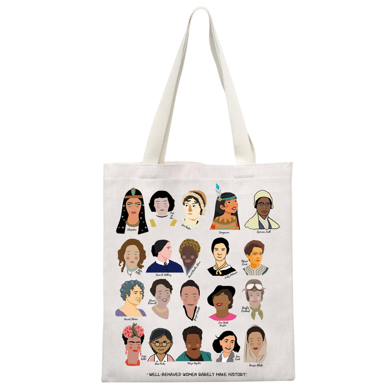 Zuo Bao Women of History Tote Bag Feminist Gift Well Behaved Women Rarely Make History Shopping Bag Womens History Month Gift (Women of History)