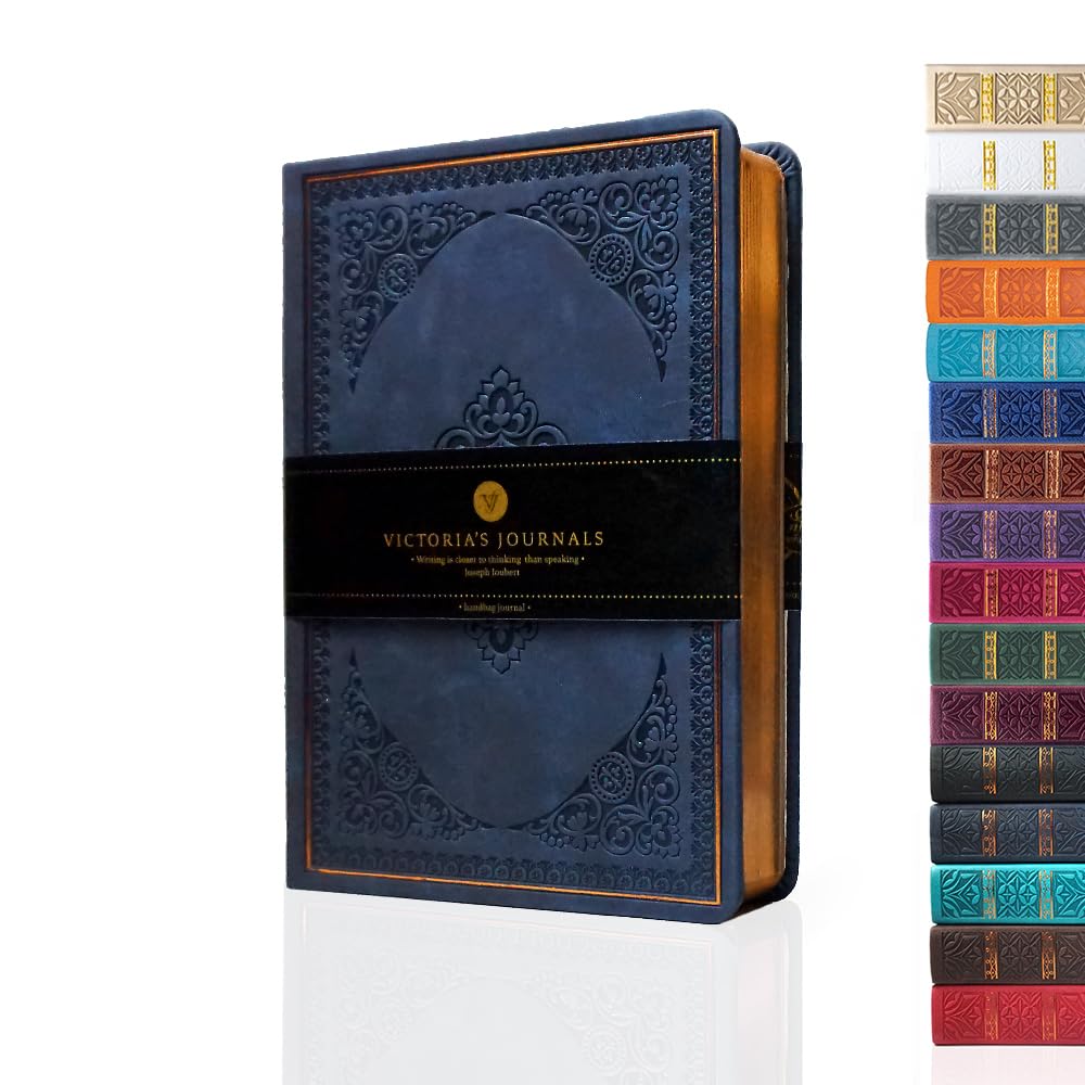 VICTORIA'S JOURNALS Leatherette Vintage Journal Hard Cover Lined Notebook Old Looking Travel Pocket Diary, Mini B6 Size 6.5'' x 4.7''