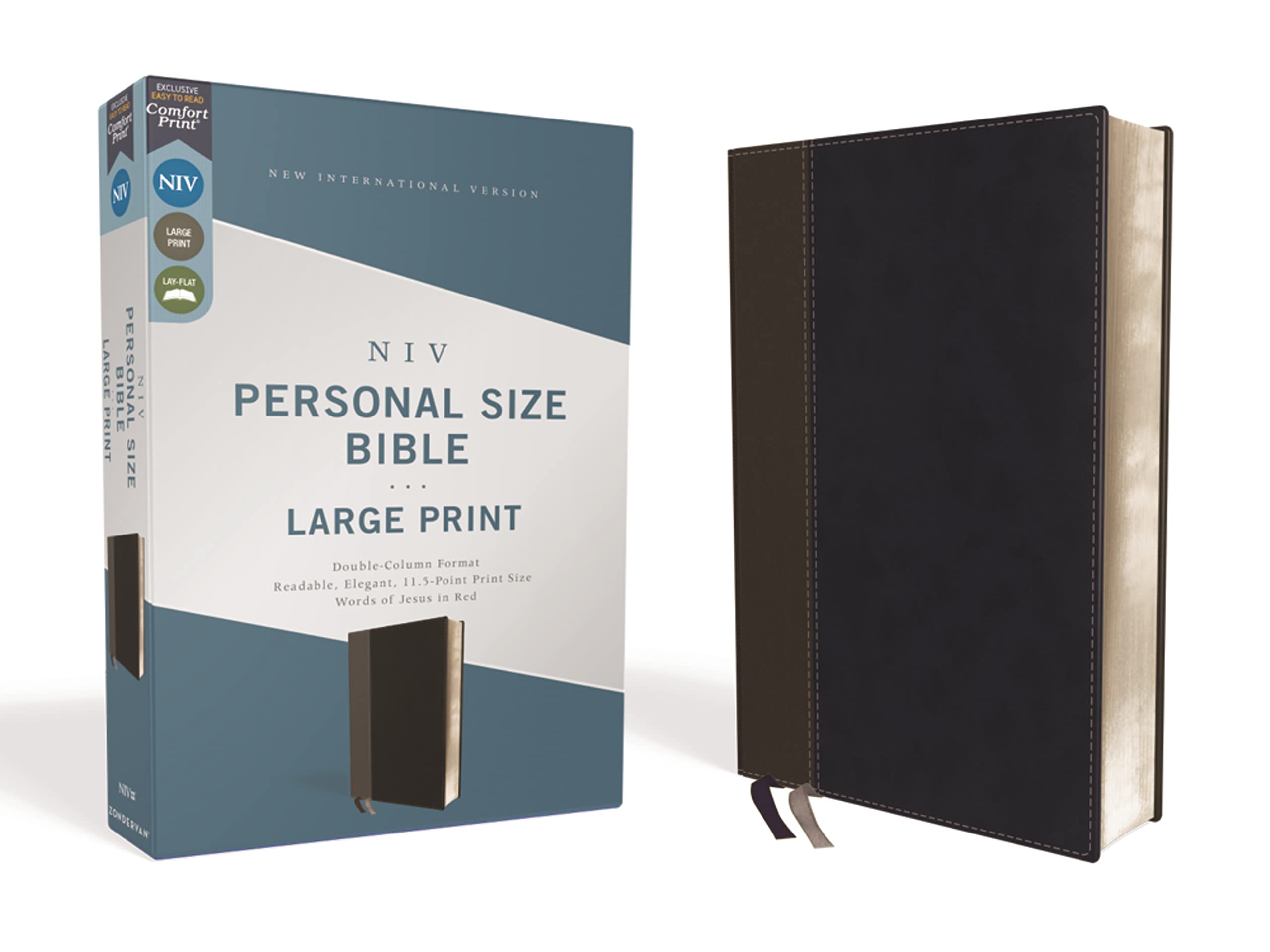 NIV, Personal Size Bible, Large Print, Leathersoft, Black, Red Letter, Comfort Print NIV, Personal Size Bible, Large Print, Leathersoft, Black, Red Letter, Comfort Print Imitation Leather