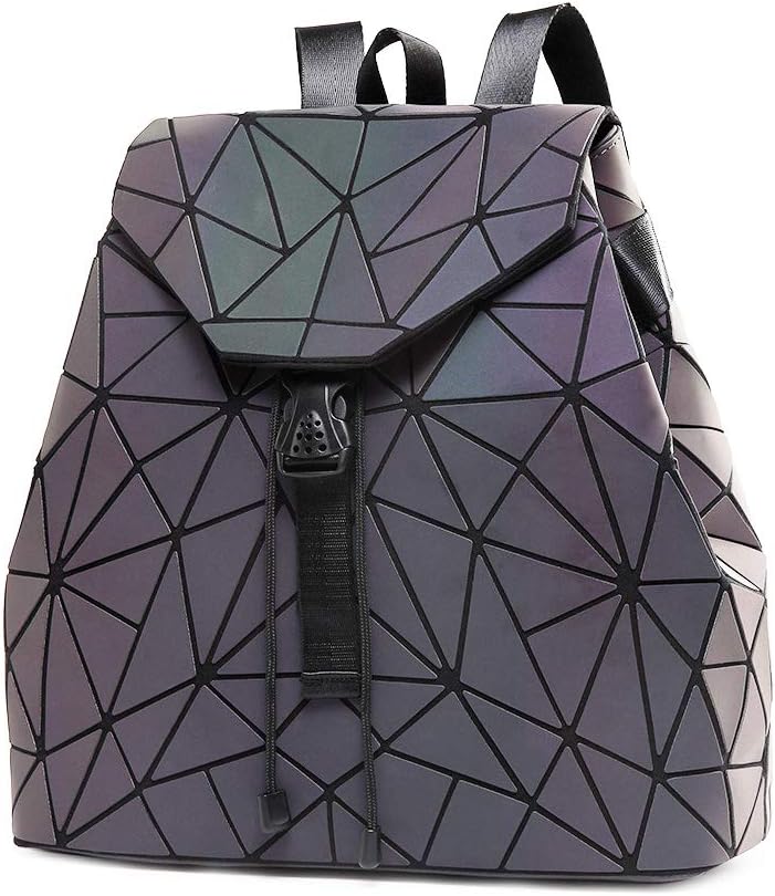 DIOMO Geometric Lingge Women Backpack Luminous Flash Mens Travel Shoulder Bag Rucksack