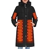 HEEKPEK Women’s Heated Long Down Jacket with Hood, 8 Heating Zones Water-Repellent Winter Heated Outerwear Coat for Women
