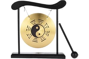 Feng Shui Desktop Gong,Desktop Zen Art for Fortune,Japanese Small Meditation Gong Percussion Instruments,Desk Bell Decor