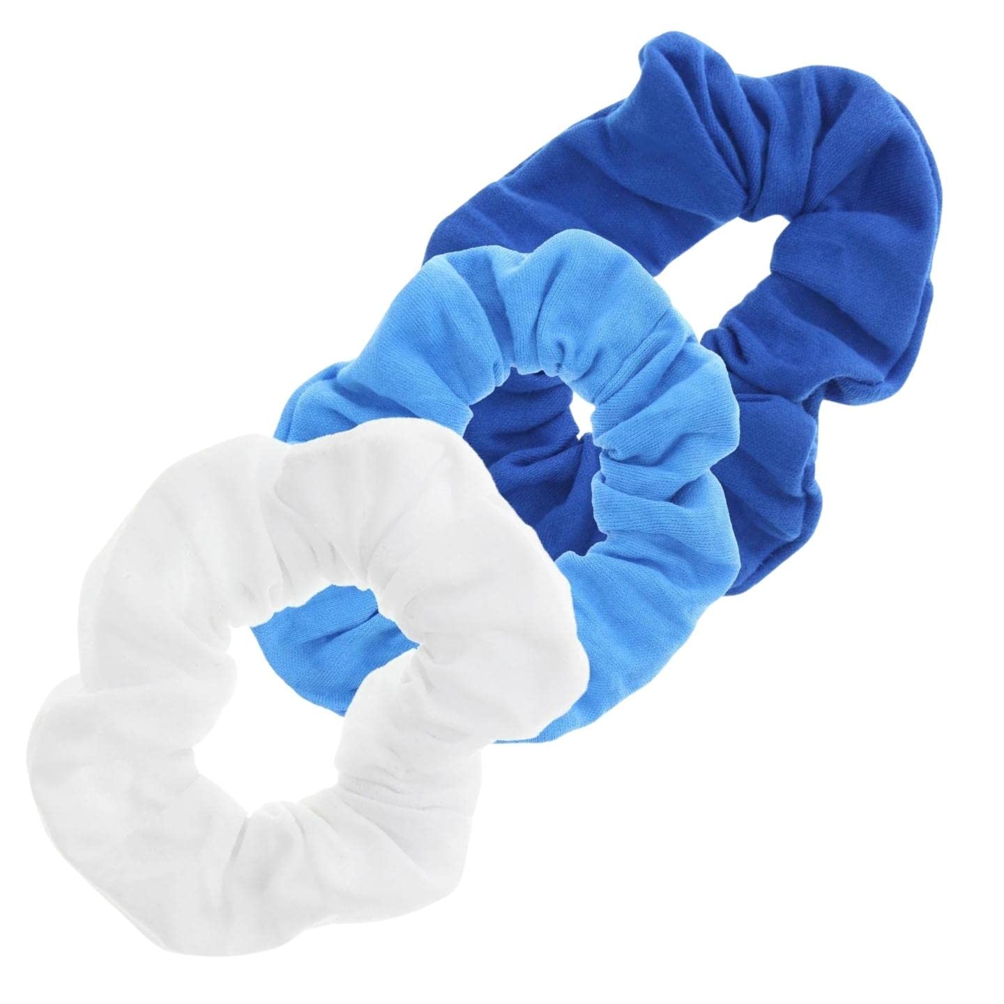 Topkids Accessories Soft Jersey Fabric Hair Scrunchies - Soft Elastic Bobble Hair Bands For Women, Ladies, Girls, Children - Pack Of 3 (Royal Blue Turquoise)