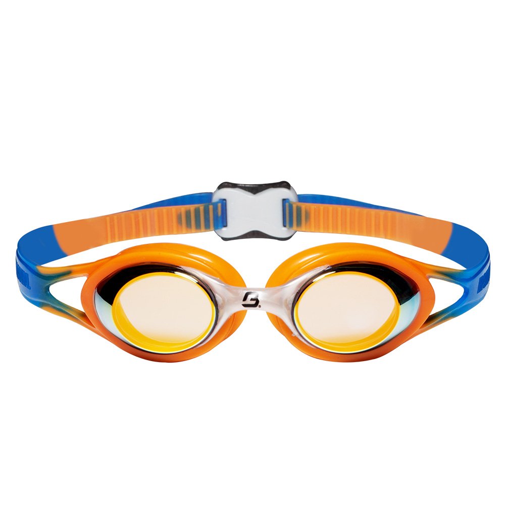 Barracuda Junior Swim Goggle CARNAVAL - Mirror Lenses Anti-fog UV Protection Anti-glare, Silicone Seals Strap, for Kids, Children ages 6-12 IE-34710 (Orange Mirror) (LIGHT BLUE) — image 1