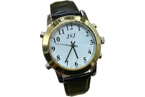 Automic Unisex Alarm English Talking Wrist Watch for The Blind and Low Vision, with Leather Strap