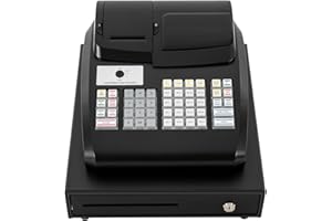 KEARIXM 47 Keys Cash Register with Flat Keyboard and Thermal Printer, 6 Digits Led with 16 Departments Automatic Cash Register, for Supermarkets, Shopping Malls, Restaurants, Retailers (Black)
