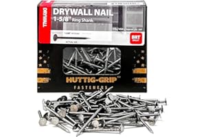 OHIY Huttig-Grip Drywall Nail 1-5/8 inches Ring Shank, Bright Finish, 12-1/2 Gauge HGN158RSDWN1-1 lb Pack of 260 Nails