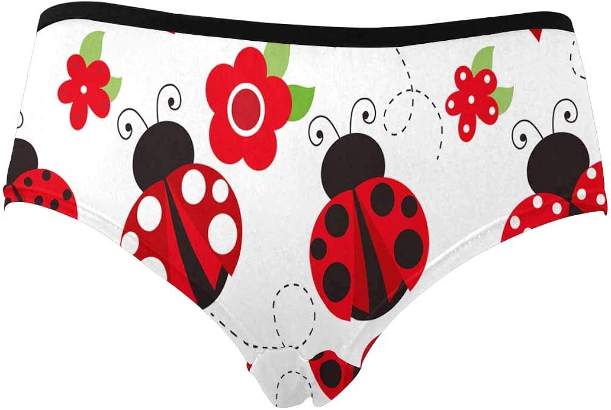 InterestPrint Women's Ladybugs in The Garden Briefs Panties