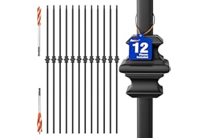 ANTSKY Wrought Iron Hollow Balusters - Deck Spindles Stair Railing Indoor,Stair Single Knuckle Hollow Iron Baluster Stair spindles, for Staircase Interior, Includes 2 Drill Bits for Wood(12 Pack Black)