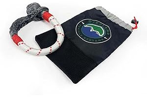Overland Vehicle Systems Soft Shackle 7/16" x 23" 41,000 LB. with Loop & Abrasive Sleeve - 600 Denier Ballistic Nylon Storage Bag - Dyneema Synthetic Fiber Rope - for Automotive Recovery and Towing