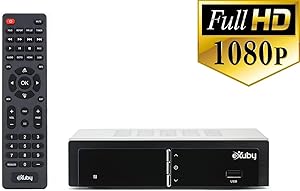 eXuby Digital Converter Box for TV for Recording and Viewing Full HD Digital Channels Free (Instant or Scheduled Recording, 1080P HDTV, HDMI Output, 7 Day Program Guide & LCD Screen) with RCA Cable