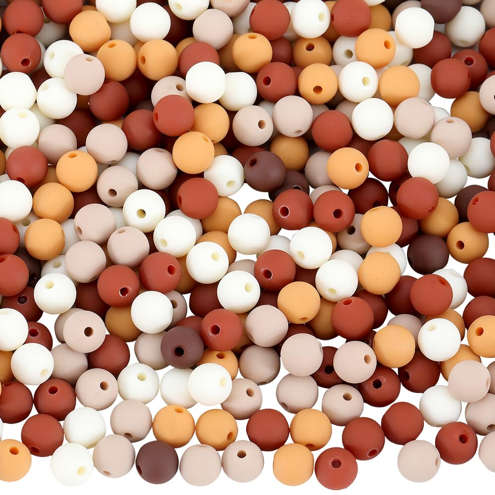 SOFPLATE 1 Box 500Pcs Frosted Acrylic Beads 8mm Matte Plastic Beads Bulk Mix Colors Coconut Brown Pastel Matte Balls Round Loose Bead for Bracelet Necklace jewellery Making Kit Keychain DIY Supplies