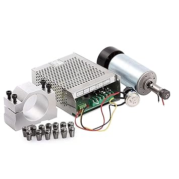 Konmison 1Set Mini CNC Router Air Cooled 300W Spindle Motor DC 0.3KW with 52mm Clamps and MACH3 220V Power Converter Spindle 