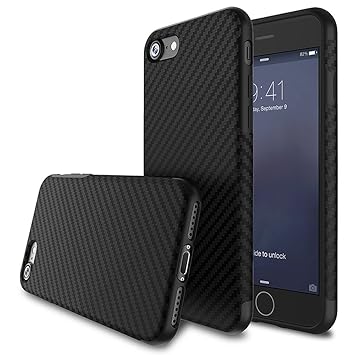 iPhone 5S Case,L-FADNUT [Carbon Fiber Lines] TPU Silicone Ultra Slim Back Case,Shock Absorbing Bumper Protective Case Cover for Apple iPhone 5/5S/SE - Black