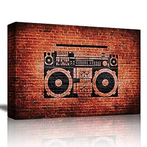 Old School Stereo on a Brick Wall with Vignette Background