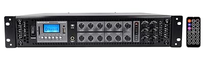Rockville RCS350-6 350W 6 Zone 70V Commercial Amplifier, Bluetooth, USB, Optical, Rack Mount, for Restaurants and Offices
