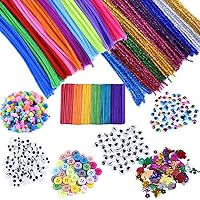 EpiqueOne 1090 Piece Kids Art Craft Supplies Assortment Set for School Projects, DIY Activities & Parties; Pipe Cleaners & Chenile, Pom Poms, Googly & Colored Eyes, Craft Sticks, Buttons & Sequins