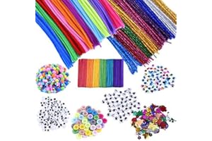EPIQUEONE 1090-Piece Kids Art & Craft Supplies Set - Chenille Pipe Cleaners, Pom Poms, Googly Eyes, Craft Sticks, Buttons, and Sequins - Perfect for School Projects, DIY Hobbies, and Creative Play
