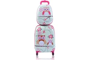 Goplus 2PC Kids Luggage, 12" & 16" Kids Carry On Luggage Set with 4 Spinner Wheels, Lightweight Rolling Spinner Suitcase for Children Toddlers Boys and Girls Travel