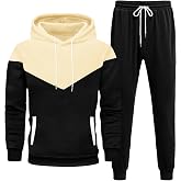 LecGee Men's 2 Piece Outfits Color Block Hoodie Sweatshirt Jogger Pants Set Casual Athletic Sweatsuit for Men