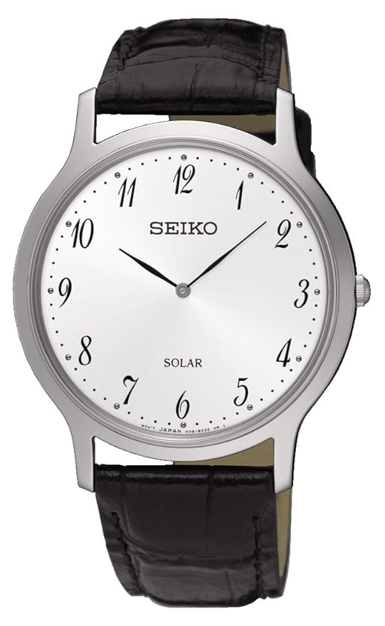 Seiko Herren Analog Solar Uhr mit Leder Armband SUP863P1