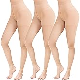 WAKUNA 3 pairs 20D Women's Sheer Footless Tights,Sheer Legging and Dance Compression Pantyhose for women S-XL