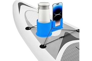 KCMOSGI 2 in 1Paddle Board Cup Holder,Stand up Paddleboard Cup Holder,Paddle Board Accessories for Storing Mobile Phones, Water Cups, Fishing Tools (Blue)