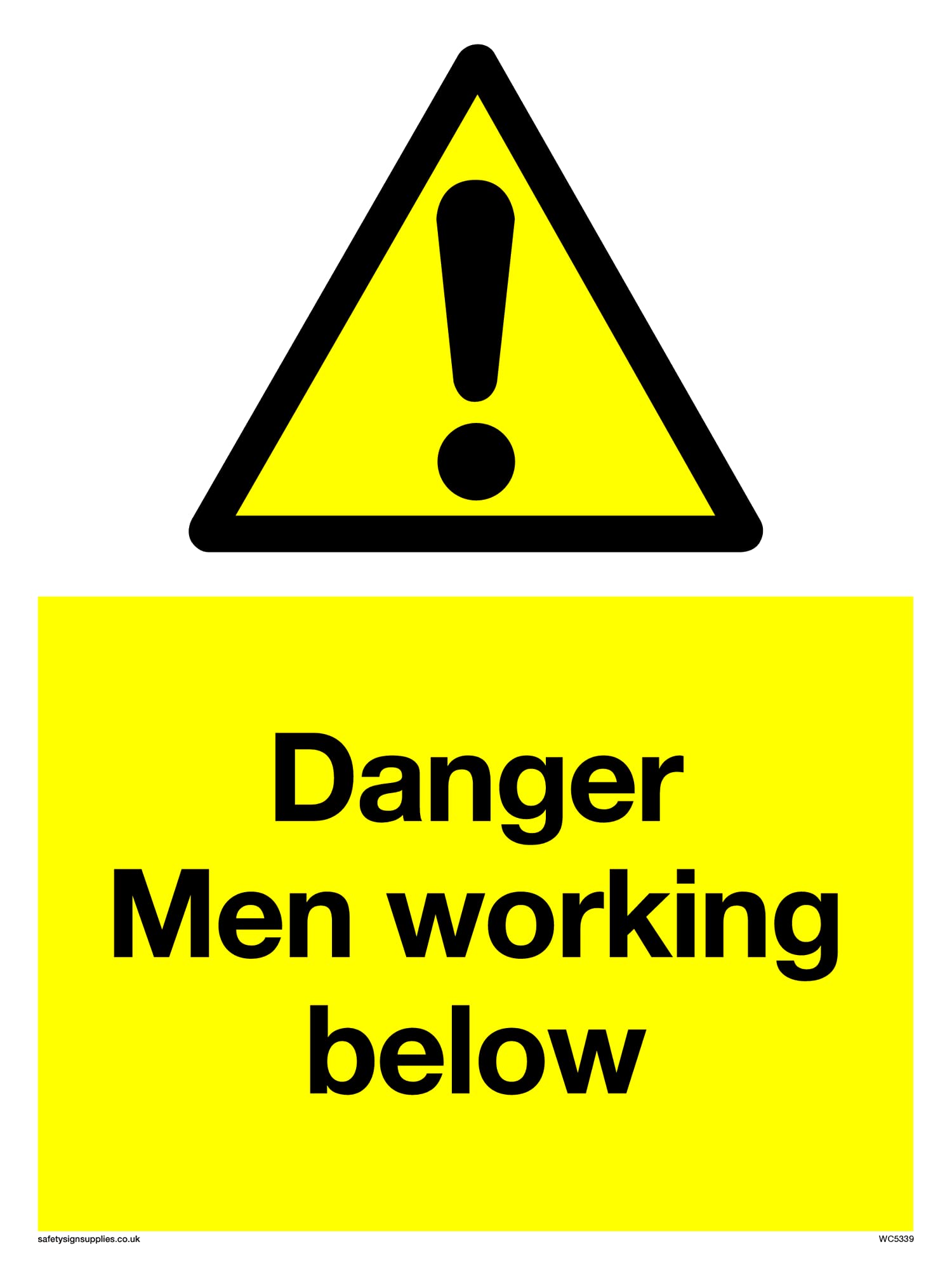 Pack of five - Danger Men Working Below Sign - 150x200mm - A5P